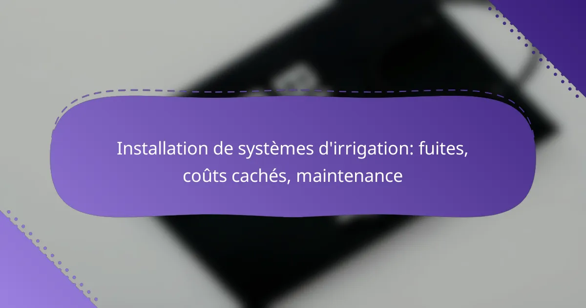 Installation de systèmes d’irrigation: fuites, coûts cachés, maintenance