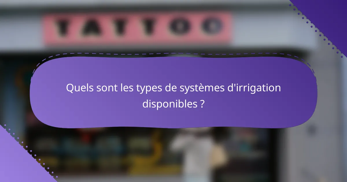Quels sont les types de systèmes d'irrigation disponibles ?